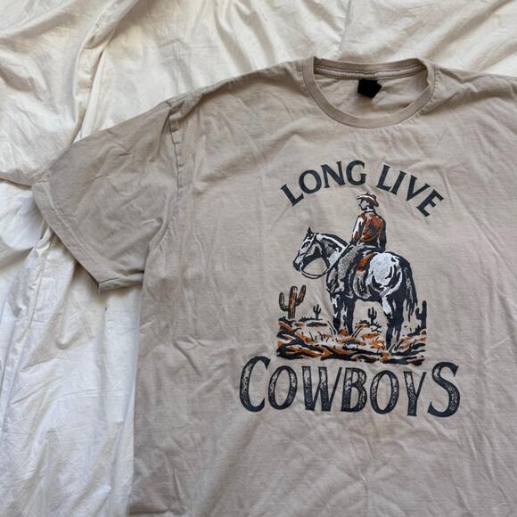 Beige long live cowboys graphic t shirt sz XL short sleeve cotton country - Picture 6 of 8